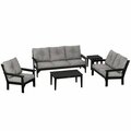 Polywood Vineyard Black / Grey Mist 5-Piece Deep Seating Patio Set with Settee 633PWS3B4590